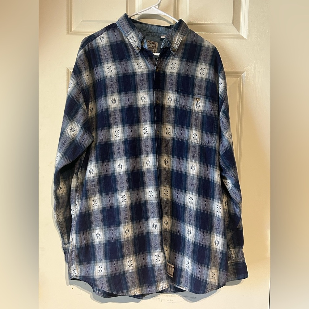Vintage County Seat Flannel Rugged Wear Shirt Mens Large Aztec Southwestern